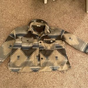 Winter Aztec jacket blue and grey size small